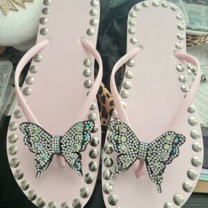 Studded Pink Butterfly Sandals